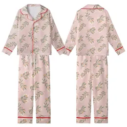 Soft Pink Botanical Sprigs: Olive Leaves, Cream Flowers & Pale Orange Berries Kid Satin Pajamas Set