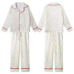 Serene East Asian Ruyi Cloud Fan Pattern: Off-White & Grey-Green Wearable Satin Short-Sleeve Pajamas Set