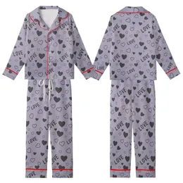 Love-Inspired Muted Lavender Hearts Pattern: Scattered Charcoal Outline Design Kid Satin Pajamas Set