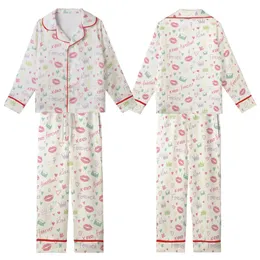 Sweetheart Charm Pastel Doodle Kisses, Crowns & Love Hearts Satin Short-Sleeve Pajamas Set