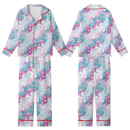 Ethereal Spirit's Abstract Fluid Art: Pastel Pink Blue Teal Fuchsia Marble Swirl Wearable Art Kid Satin Pajamas Set