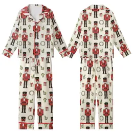 Classic Christmas: Whimsical Nutcracker, Holly, Pine, & Red Gift Winter Pullover Kid Satin Pajamas Set