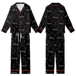 Sleep Lover's Celestial Script Zzz Moon Star Loungewear Design Kid Satin Pajamas Set