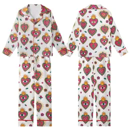 Vibrant Spirit's Fuchsia Orange Turquoise Sacred Hearts & Eye Folk Pattern Garment Kid Satin Pajamas Set