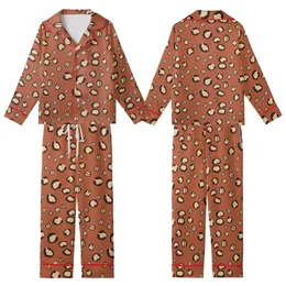 Coffee Lover Chic: Warm Russet Leopard Spot & Coffee Bean Design - Tan Beige Wearable Kid Satin Pajamas Set