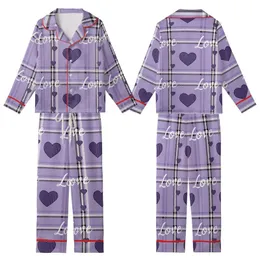 Romantic Lavender Black White Tartan Plaid Script Love Hearts Pattern Design Kid Satin Pajamas Set
