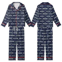 Weekend Enthusiast's Navy Relax Enjoy Typographic Word Print Casual Piece Kid Satin Pajamas Set