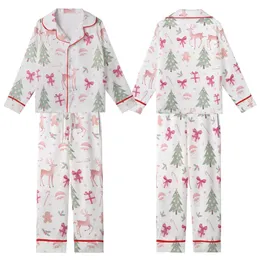 Whimsical Pink Christmas Watercolor Scatter - Santa, Reindeer, Trees, Gifts Design Kid Satin Pajamas Set