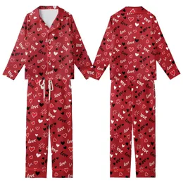 Affectionate Style: Vibrant Red Handwritten Love Hearts & Radiating Lines Statement Wear Kid Satin Pajamas Set