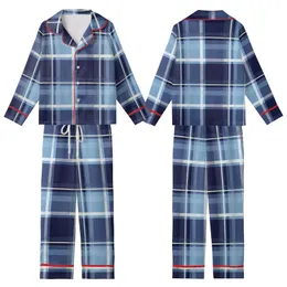 Modern Abstract Plaid: Dynamic Grid Navy Sky Blue Grey Seamless Design - Fashion Accent Kid Satin Pajamas Set