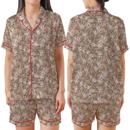 Botanical Enthusiast's Vintage Olive Leaf, Cream Flower & Berry Motif on Dusty Rose Satin Short-Sleeve Pajamas Set