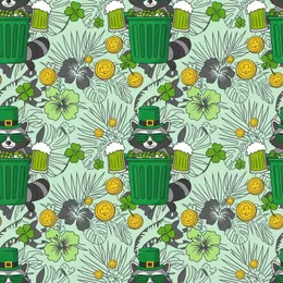 St. Patrick's Raccoon Design: Leprechaun Raccoons, Green Beer, Shamrocks & Gold Coins Hawaiian Shorts