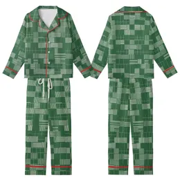 Modern Classic Style Deep Forest Green Geometric Tessellation Garment: White Stripes, Windowpane Grid Kid Satin Pajamas Set