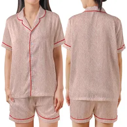 Cozy Knitwear Inspired: Rose Pink Cable & Braid with Off-White Details Wearable Design Satin Short-Sleeve Pajamas Set