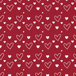 Romantic Elegance: Crimson Red White Scattered Abstract Heart Wearable Design Satin Pajamas Set