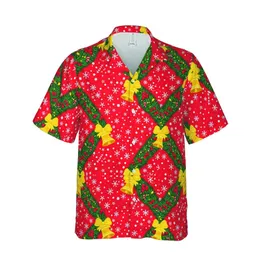 Holiday Celebration: Hawaiian Christmas Garland, Golden Bells, Red Berries, Candy Cane, Snowflakes Short-sleeve Hawaiian Shirt