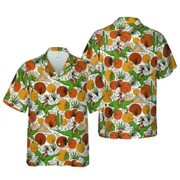 Cowgirl T-Rex Riders Galloping Lasso Green T-Rex Desert Cactus Orange Sun Artwork Short-sleeve Hawaiian Shirt