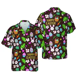 Easter Egg Bunny Hawaiian 8K Textile Pattern – Metallic Gold Text Cocoa Brown Mosaic Short-sleeve Hawaiian Shirt