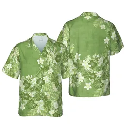 Hawaiian Tropical Muted Moss Green Textile Pattern – Faded Fabric Texture Print Short-sleeve Hawaiian Shirt