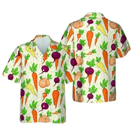 Carrot Radish Beet Parsnip Tropical Design Fleshy Curves Parchment Texture Short-sleeve Hawaiian Shirt