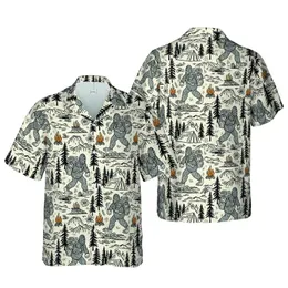 Bigfoot Explorer Camping Backpack Tent Mountain Hawaiian Off-white Black Dark Grey Short-sleeve Hawaiian Shirt