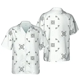 Geometric Black X Motifs & Dot Clusters: Interlocking Off-White Pattern Design Short-sleeve Hawaiian Shirt