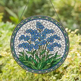 Art Lovers' Edge-to-Edge Stained Glass Forget-Me-Not Cobalt Blue Emerald Green Mosaic Stained Glass Suncatcher