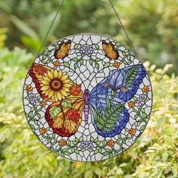 Art Lovers' Tiffany Stained Glass Butterfly Botanical Mosaic Jewel Tones Design Stained Glass Suncatcher