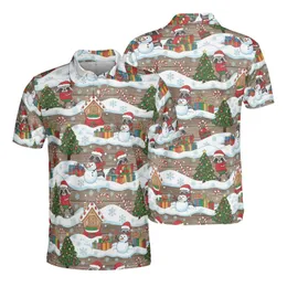Christmas Raccoon Santa Hat Snowmen Gifts, Snow Drifts Gingerbread Edge-to-Edge Red Green Pattern Men's Polo Shirt (Lightweight)