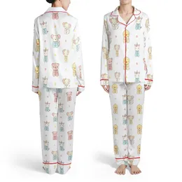Children's Room Decor: Praying Baby Animals in Pastel Pajamas Seamless Pattern Satin Pajamas Set