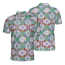 Mardi Gras Lavender Field: Crawfish Jester Hat Beaded Necklace Fabric Design Men's Polo Shirt (Lightweight)