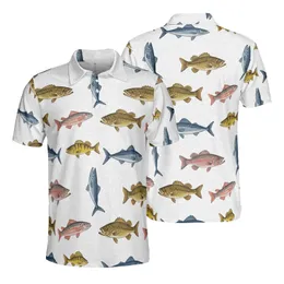 Angler's Game Fish Polo: Bass Perch Mackerel Trout White Water Currents Men's Polo Shirt (Lightweight)
