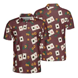 Ace Spades Diamond Card Leaf Flower Black Star Dot Seamless Sporty Textile Print Men's Polo Shirt (Lightweight)