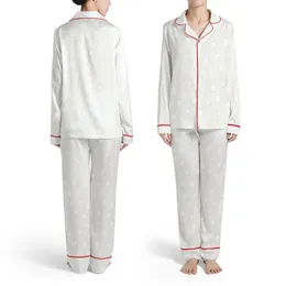 Various Sized Flat White Pearls Seamless Irregular Scatter Pattern Off-White Cream Base Satin Pajamas Set