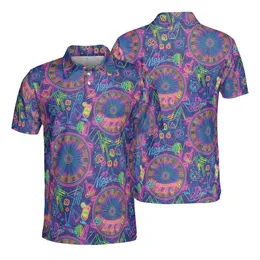 High Contrast Neon Casino Roulette Tables Playing Cards Dice 777 Jackpot Textile Graphic Men's Polo Shirt (Lightweight)