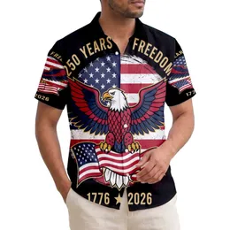 America 250th Birthday Eagle Flag 1776-2026 Tropical Patriotic Freedom Emblem Short-sleeve Hawaiian Shirt