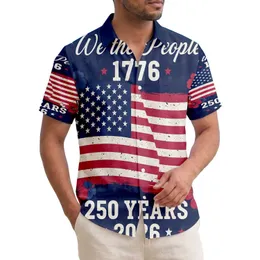 America 250th: We the People 1776 Distressed Flag, Hawaiian Laurel, Hibiscus Design Short-sleeve Hawaiian Shirt