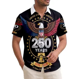 USA 250th Birthday Eagle Shield Liberty Bell 1776-2026 Patriotic Americana Graphic Short-sleeve Hawaiian Shirt