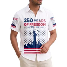 America 250th Birthday Statue of Liberty Cityscape Flag Stripes 1776 2026 Freedom Short-sleeve Hawaiian Shirt
