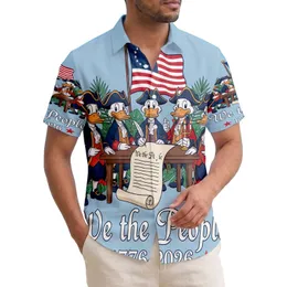 America 250th Birthday Founding Ducks Signing We the People Betsy Ross Flag 1776-2026 Short-sleeve Hawaiian Shirt