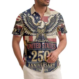 USA 250th Anniversary Eagle Liberty Bell Statue American Flag 1776-2026 Short-sleeve Hawaiian Shirt