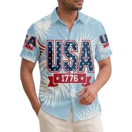 USA 250th Anniversary Tropical Star-Spangled USA 1776 Crimson Flag Design Short-sleeve Hawaiian Shirt