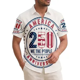 America 250th Anniversary Patriotic Hawaiian Emblem: We The People Stars Stripes Short-sleeve Hawaiian Shirt