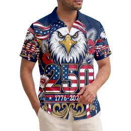 USA 250th Anniversary Bald Eagle Flag Bandana 1776-2026 Tropical Patriotic Design Short-sleeve Hawaiian Shirt