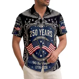 USA 250th Anniversary Bald Eagle Crest We The People 1776 Distressed Flags Short-sleeve Hawaiian Shirt