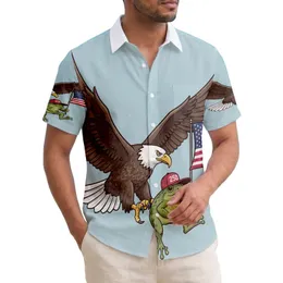 250th Anniversary Eagle Frog Flag Hawaiian Patriotic Americana Est. 1776 Short-sleeve Hawaiian Shirt