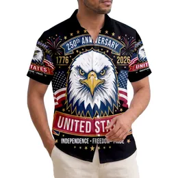 USA 250th Birthday Patriotic Eagle Flags: Tropical Americana Independence 1776 Short-sleeve Hawaiian Shirt