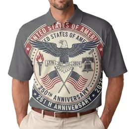 America 250th Patriotic Emblem: Eagle, Crossed Flags, Torch, Liberty Bell 1776-2026 Men's Polo Shirt (Lightweight)