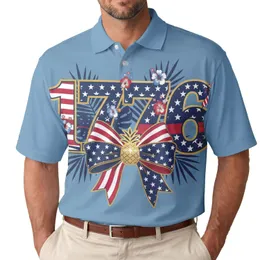 USA 250th 1776 Patriotic Polo Bow Firecracker Americana Design Men's Polo Shirt (Lightweight)