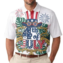 USA 250th Anniversary 4th of July Uncle Sam Hat Star Spangled Sunglasses Tropical Artwork Men's Polo Shirt (Lightweight)